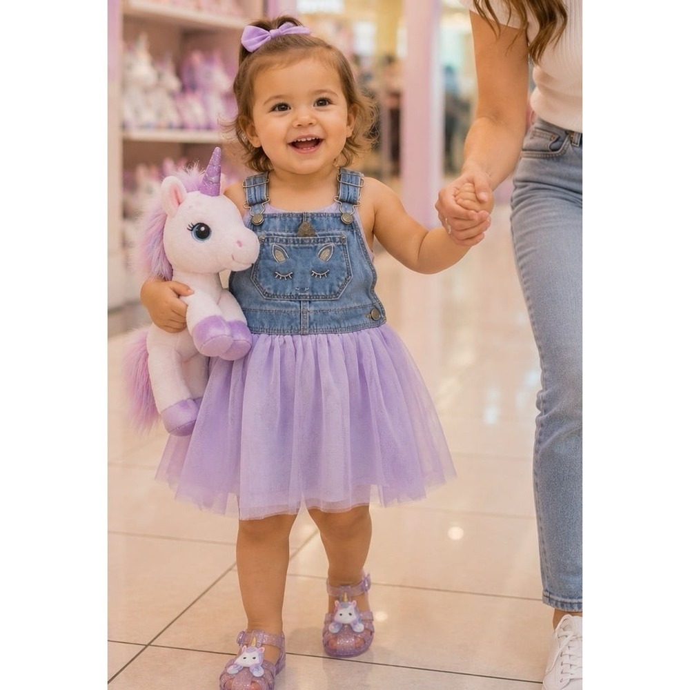 Oshkosh Unicorn Purple Tule Overall Jumper Dress (18M)